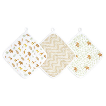 Lot de 3 débarbouillettes en mousseline de coton Tanzania Aden + Anais