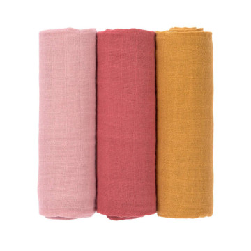 Lot de 3 langes Rose / Bois de Rose / Moutarde 85 x 85 cm Lassig Produit