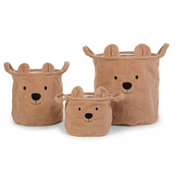 Lot de 3 paniers de rangement Teddy beige Childhome