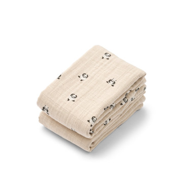 Lot de 2 langes en mousseline Lewis Mini panda / Sandy mix Liewood côté