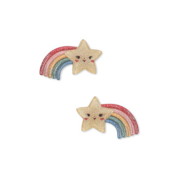 Lot de 2 pinces à cheveux Etoile Arc-en-Ciel Konges Slojd de face
