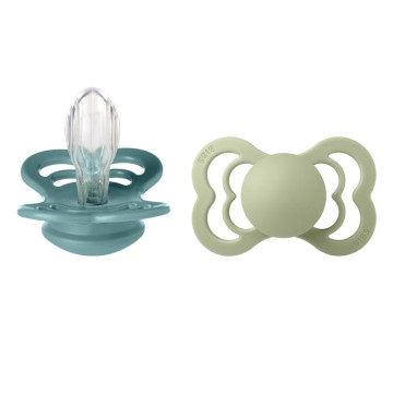 Lot de 2 sucettes Supreme Silicone Taille 2 Island Sea/Sage Bibs produit