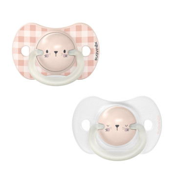 Lot De 2 Sucettes Symetrique Sx Pro Night&Day 6/18m Suavinex Lapin 