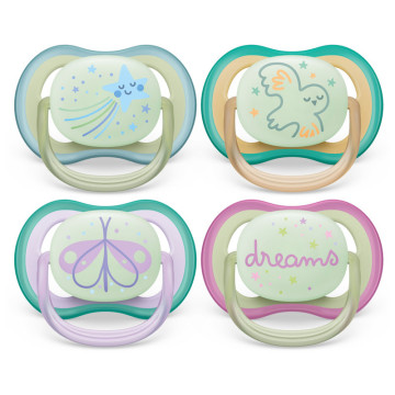 Lot de 2 Sucettes Ultra Air Nuit Mix Déco coloris aléatoire 0-6M Phillips Avent lot 