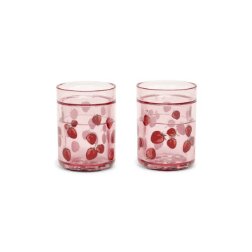 Lot de 2 tasses pailletés Fraise Konges Slojd face