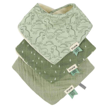 Lot de 3 bavoirs bandana mix Daring Dino Trixie lot