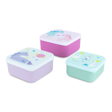 Lot de 3 boîtes à goûter Fantasy licornes Miniland lot 