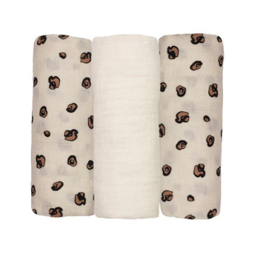 Lot de 3 langes 70x70cm Léopard Trois Kilos Sept le lot