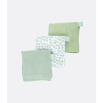 Lot de 3 langes gaze de coton Lovely Mini Leaves Green Babymoov produit