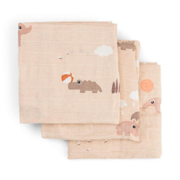 Lot de 3 langes Playground Rose Done By Deer pliées