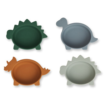 Lot de 4 bols en silicone Iggy Dino blue multi mix Liewood Produit face
