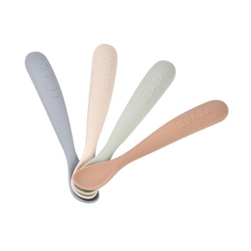 Lot de 4 cuillères 1er âge silicone - Natural Beaba produits 