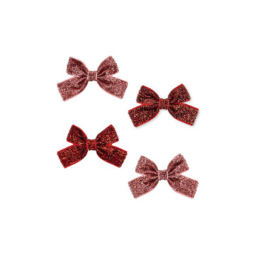 Lot de 4 pinces à cheveux Noeud Micki Paillettes Konges Slojd de face