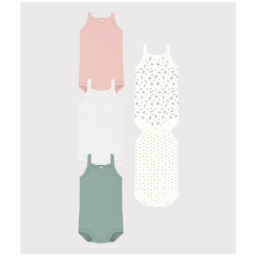 Lot de 5 bodies à bretelles Printemps Petit Bateau face
