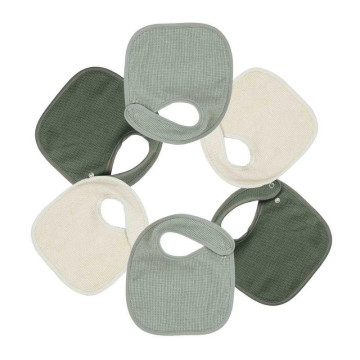 Lot de 6 Bavoirs Naissance Nid d'abeille Unis Sauge TROIS KILOS SEPT produit