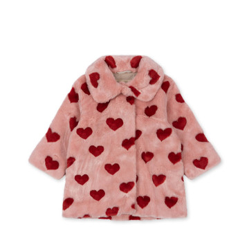 Manteau effet fourrure Rose Coeur Mellow Konges Slojd devant
