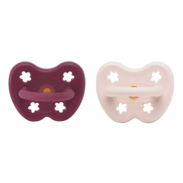 Pack de 2 sucettes Orthodontie 3-36 mois 100% caoutchouc naturel Powder Pink & Rosewood Hevea face