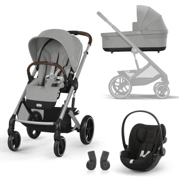 Pack Balios One Box Poussette Balios, si&egrave;ge-auto Cloud G, Nacelle et Adaptateurs Stone Grey Cybex Pack Complet