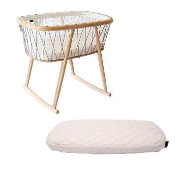 Couffin Moïse en jonc de mer naturel et matelas Childhome - Bambinou