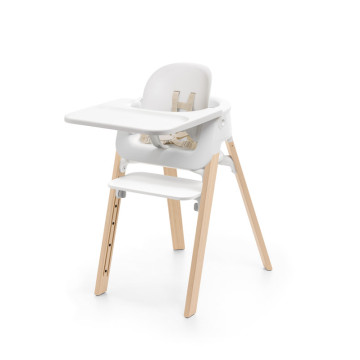Pack Chaise Haute Steps avec Baby set et Plateau White / Natural Stokke produit