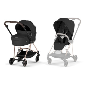 Pack duo Poussette citadine Mios Confort 2026 avec nacelle pliable Châssis Rose Gold Sepia Black Cybex cover