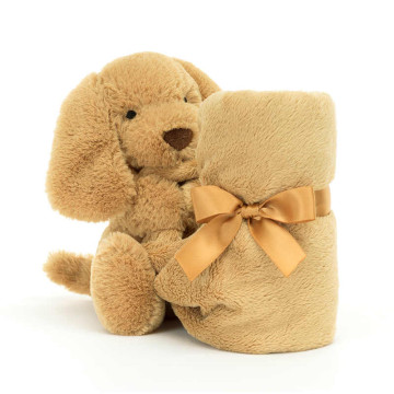 Peluche chiot Bashful Toffee Puppy Soother avec doudou Jellycat