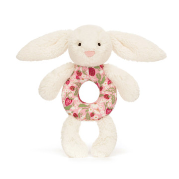 Peluche Hochet Lapin Berry Blossom Cream Bunny Jellycat face
