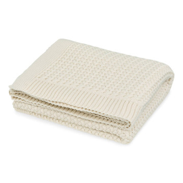 Plaid bébé en tricot Harper - GOTS - Off White Cam Cam produit face