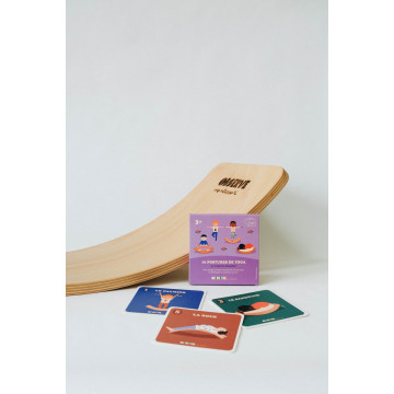 Planche d'équilibre et 10 cartes Yoga Observe Montessori Produit face