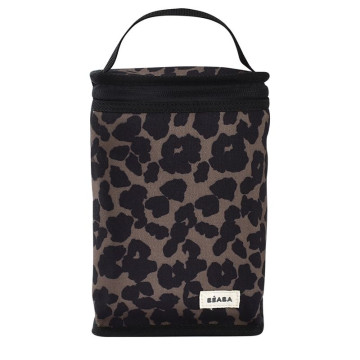 Pochette repas isotherme Léopard Beaba face