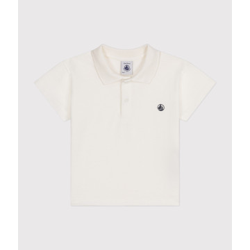 Polo manches courtes en coton bébé Marshmallow Petit Bateau produit face