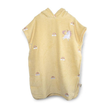 Poncho brodé GOTS – La plage des licornes FILIBABBA face