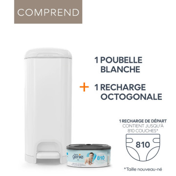 Poubelle à couches Select Blanche avec 1 recharge octogonale Diaper Genie explication 1