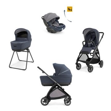 Poussette Système Quattro Electa Darwin Recline Evo Rooftop Blue - Iron Black 2026 Inglesina système complet