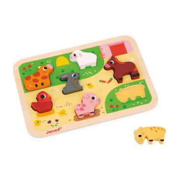 Puzzle Chunky  À La Ferme 7 pièces Janod produit face