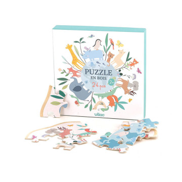 Puzzle rond 24 pièces Autour du monde Sarah Betz VILAC Produit face