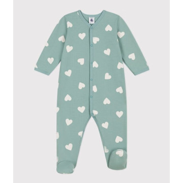 Pyjama bébé coeurs en molleton Paul Avalanche Petit Bateau produit face