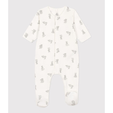 Pyjama bébé lapins en tubique Marshmallow Gris Petit Bateau produit face