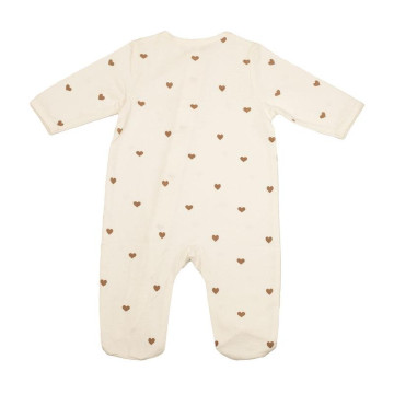 Pyjama en coton Zip Coeur Ecru / Moka Trois Kilos Sept produit