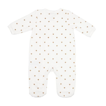 Pyjama en velours Zip Ourson Ecru / Moka TROIS KILOS SEPT