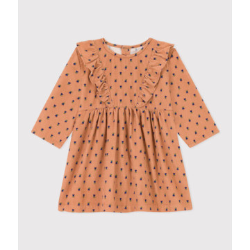 Robe manches longues en velours Sienne fleurs Bleues Petit Bateau