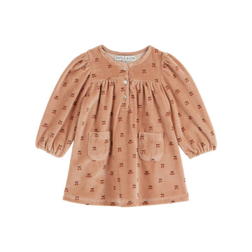 Robe velours petite cerise poudre Emile & Ida Produit Face