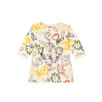 Robe manches longues imprimés fleurs multicolores Petit Bateau robe
