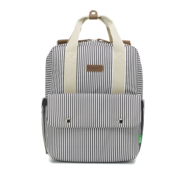 Sac à dos à langer Georgi Eco Rayures Blanc et Marine Babymel Produit