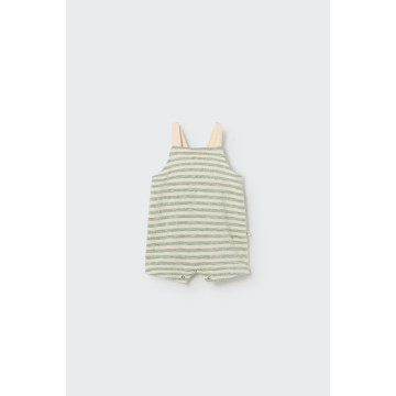 Salopette rayée en crêpe coton bio Grass Green COZMO face