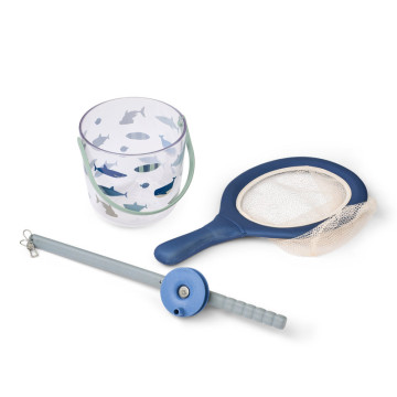 Set de pêche au crabe avec épuisette Cora Shark / Dove blue Liewood produits 