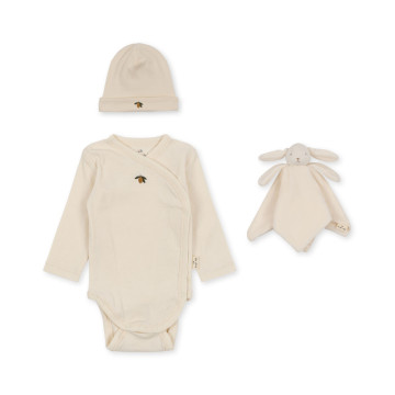 Set maternité avec body, bonnet et doudou pour la naissance Konges Slojd