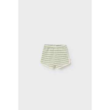 Short rayé en crêpe coton bio Grass Green COZMO face