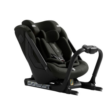 Siège-auto One+ 3 i-Size groupe 0/1/2 Forest Moss Green Axkid de profil avec réducteur