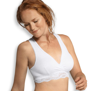 Soutien gorge d’allaitement cache-cœur en coton Bio et dentelle Blanc Carriwell Produit